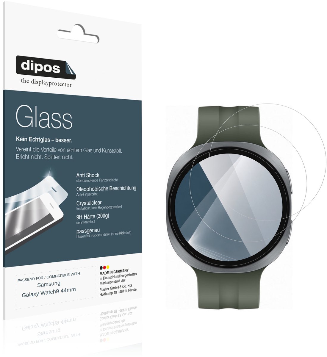dipos – 2x Pantserfolie geschikt voor Samsung Galaxy Watch9 44mm | 9H Screenprotector
