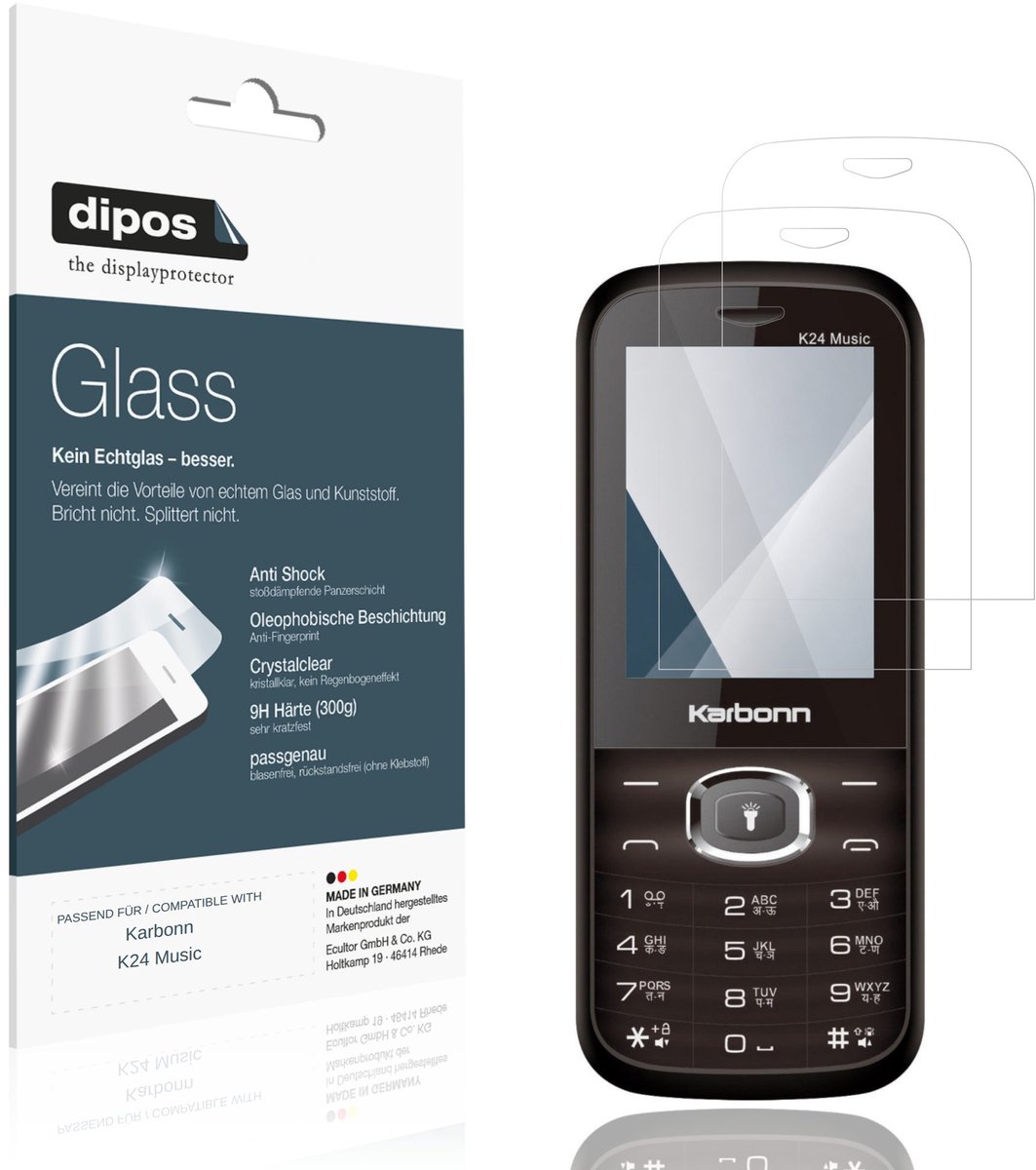 dipos – 2x Pantserfolie geschikt voor Karbonn K24 Music | 9H Screenprotector