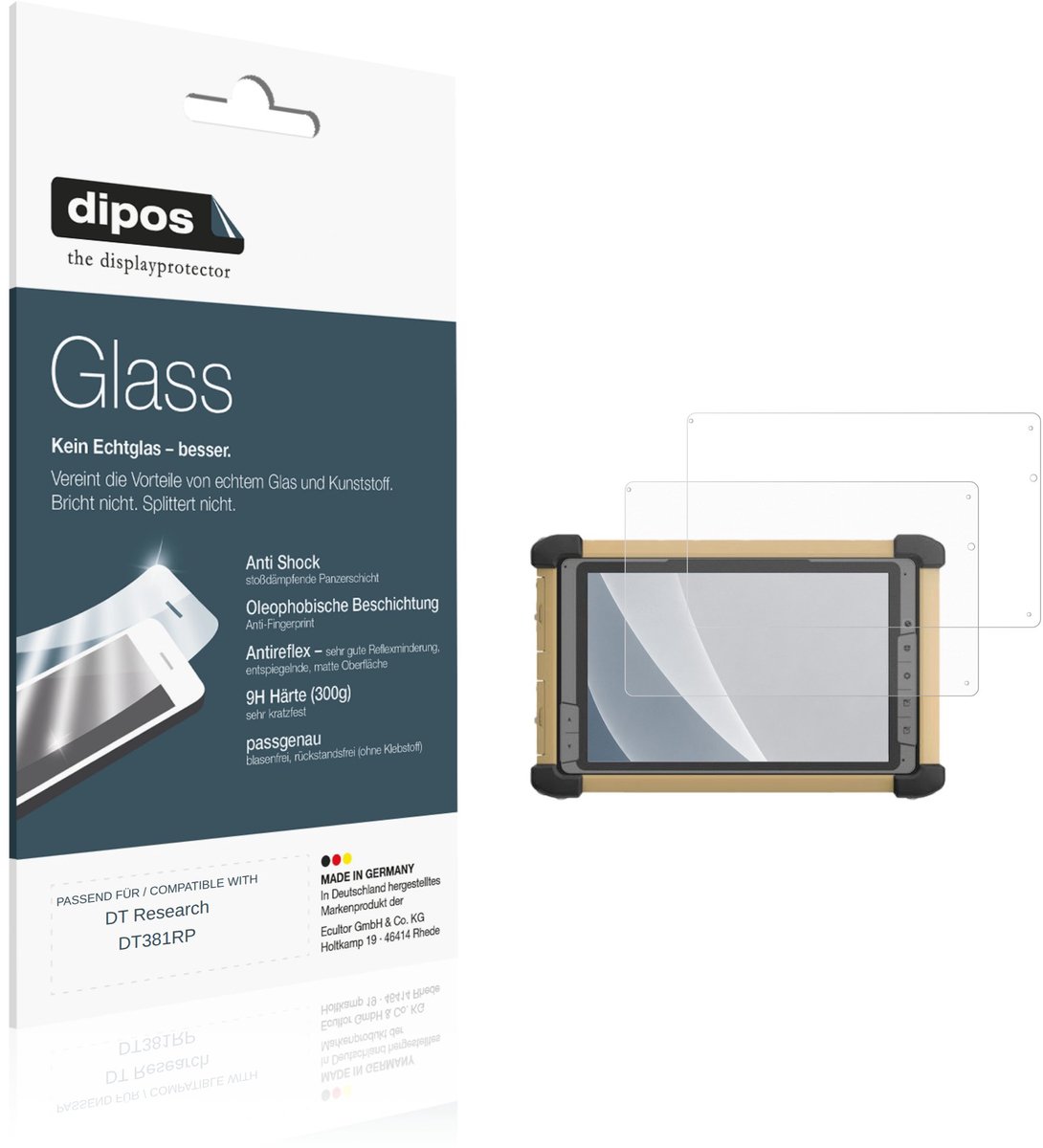 dipos – 2x Matte Pantserfolie geschikt voor DT Research DT381RP | 9H Screenprotector