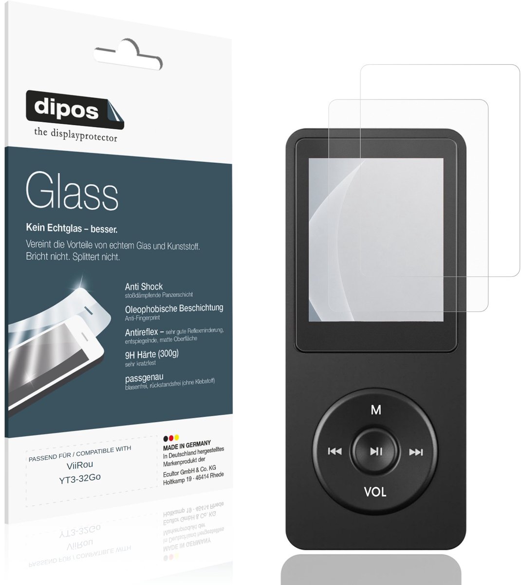 dipos – 2x Matte Pantserfolie geschikt voor ViiRou YT3-32Go | 9H Screenprotector