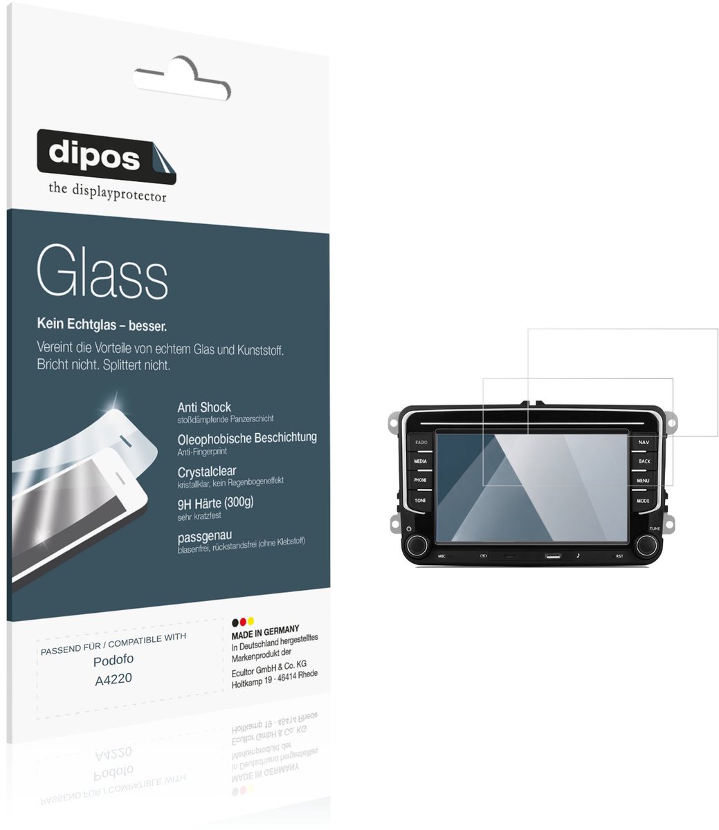 dipos – 2x Pantserfolie geschikt voor Podofo A4220 | 9H Screenprotector