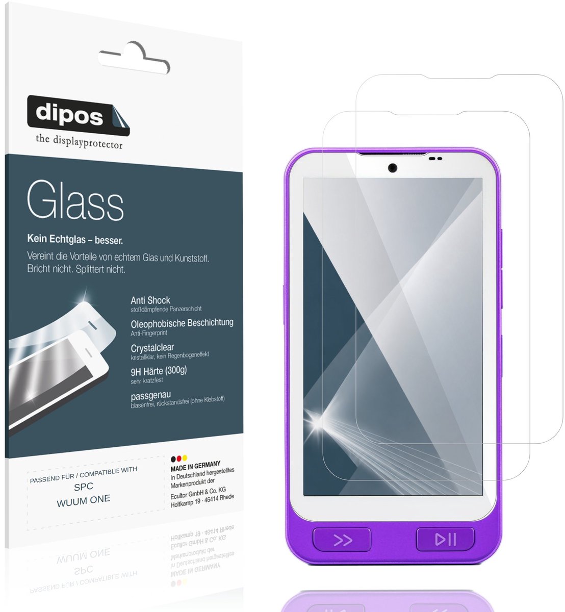 dipos – 2x Pantserfolie geschikt voor SPC WUUM ONE | 9H Screenprotector