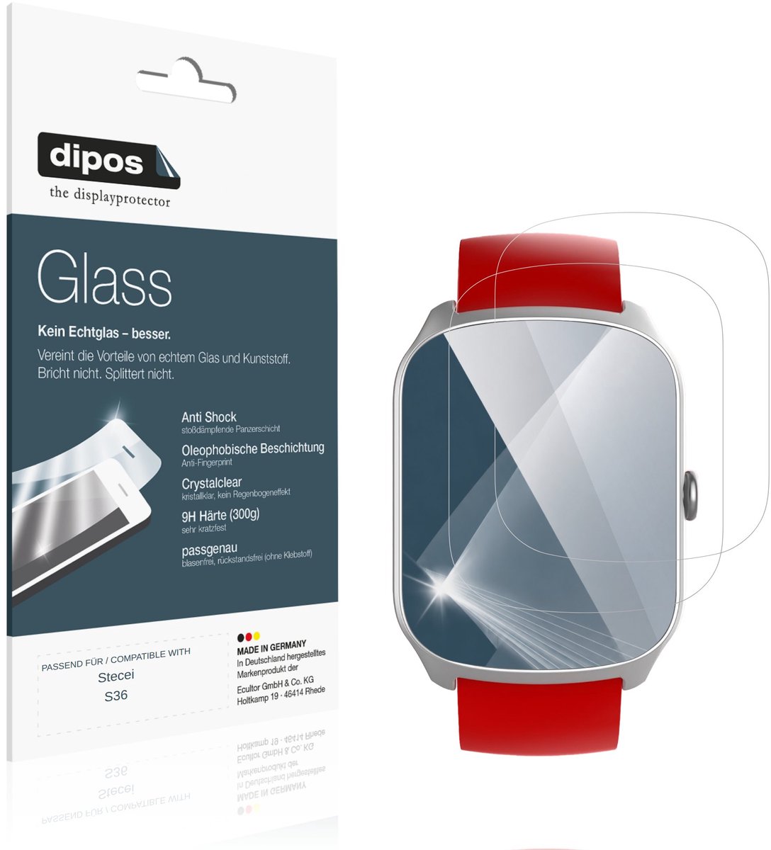 dipos – 2x Pantserfolie geschikt voor Stecei S36 | 9H Screenprotector