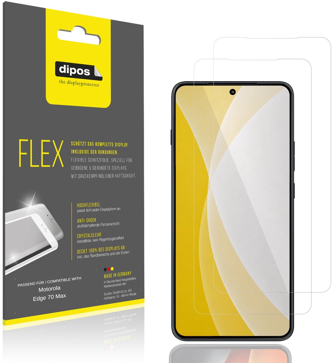dipos – 2x Beschermfolie geschikt voor Motorola Edge 70 Max | 3D Full Cover Screenprotector | 100% Passend