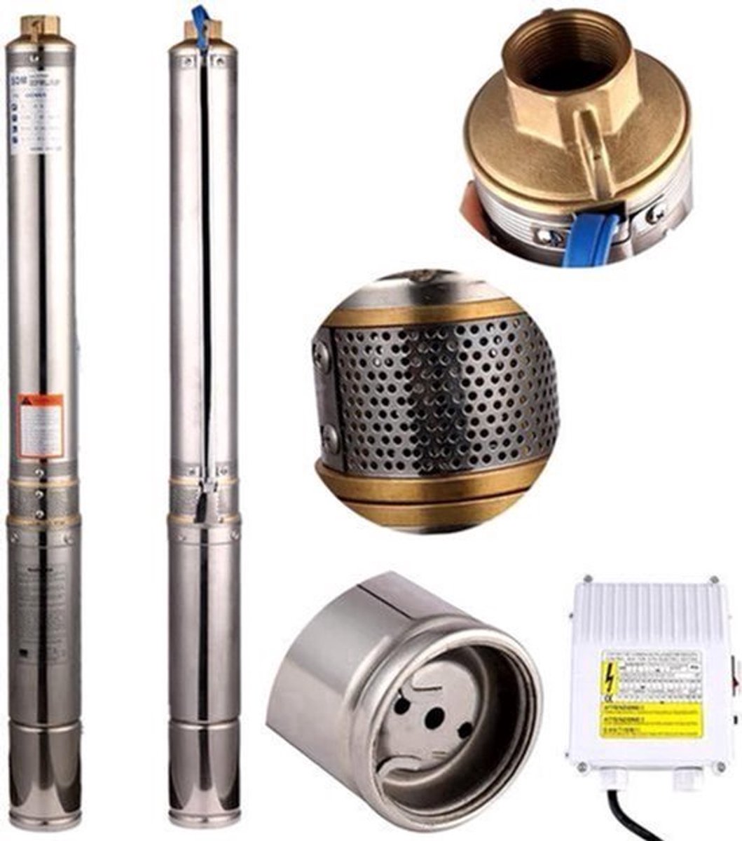 Roestvrijstalen Diepbronpomp – Dompelpomp – Fonteinpomp – Tuinpomp – Waterpomp – 550 W Vermogen – 2800 Liter Per Uur Capaciteit