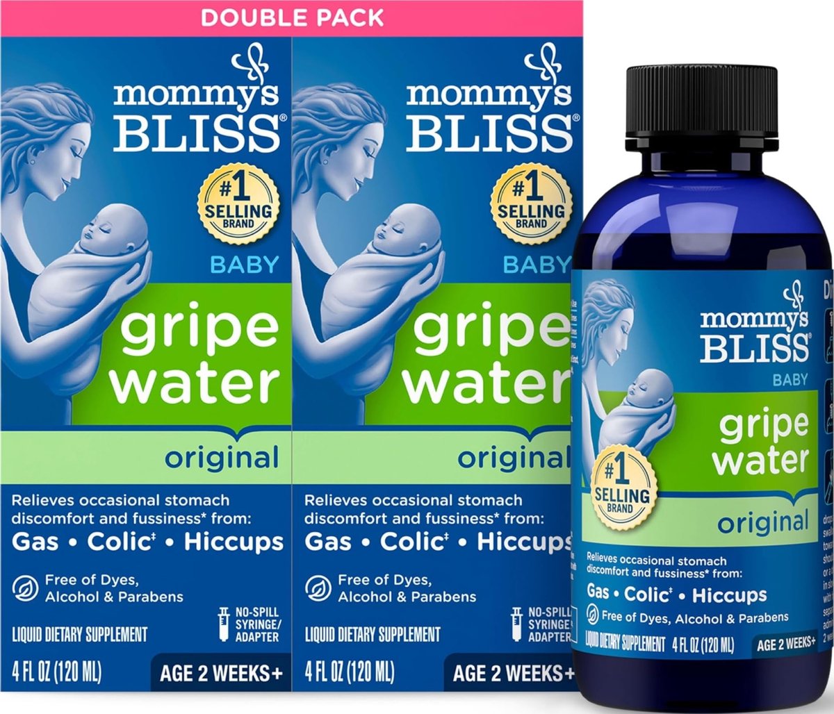 Mommy's Bliss Gripe Water Original, Infant Gas & Colic, Gripe Water for Babies, Gentle & Safe, 2 Weeks+, 120 ml (Pack of 2)