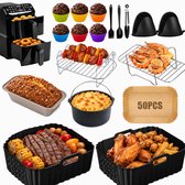 Airfryer accessoires 17-delig - Geschikt voor Philips Airfryer 4000 Series Stacked Dual Basket 10L NA460 - Met siliconen bakvormen en grillroosters