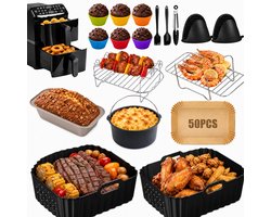 Airfryer accessoires 17-delig - Geschikt voor Philips Airfryer 4000 Series Stacked Dual Basket 10L NA460 - Met siliconen bakvormen en grillroosters