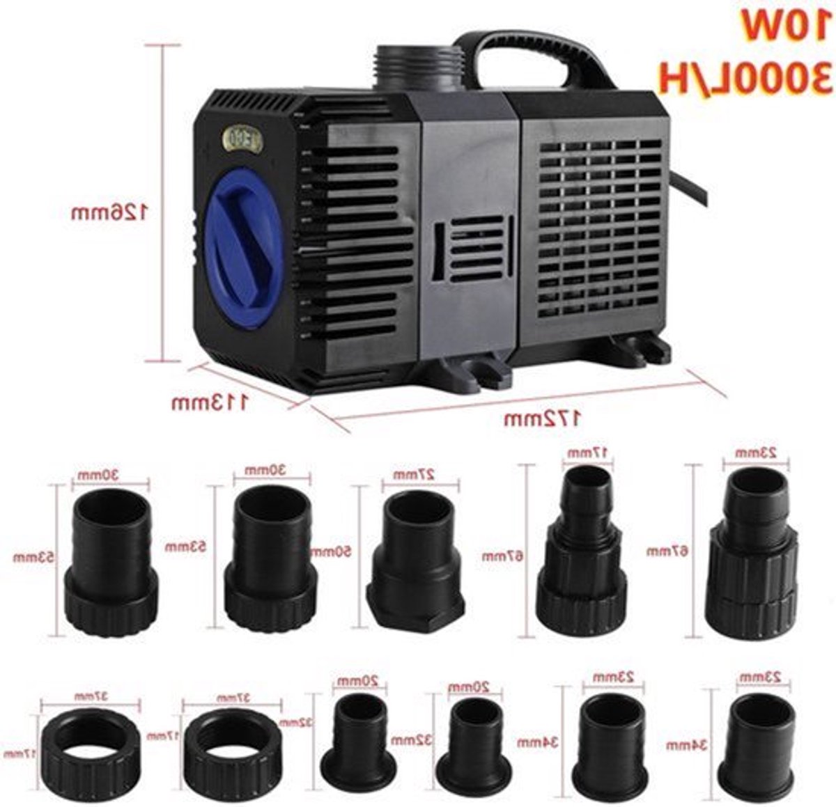 Ultra-Stille Dompelpomp - Fontein Pomp Filter - Visvijver Aquarium - Fish Tank Variabele - Frequentie Waterpomp - 10W - Zwart