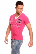 T-shirt van Redbridge met V-hals Fuchsia