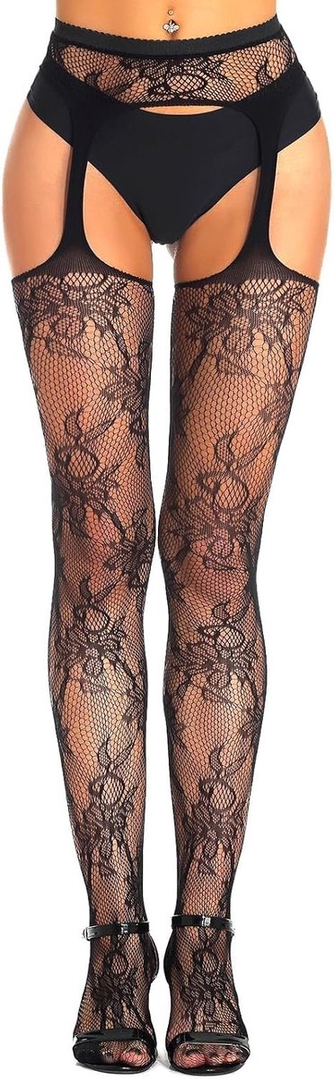 Verleidelijke Plus Size Garter met Open Crotch en Sexy Stockings voor een Sensuele Look