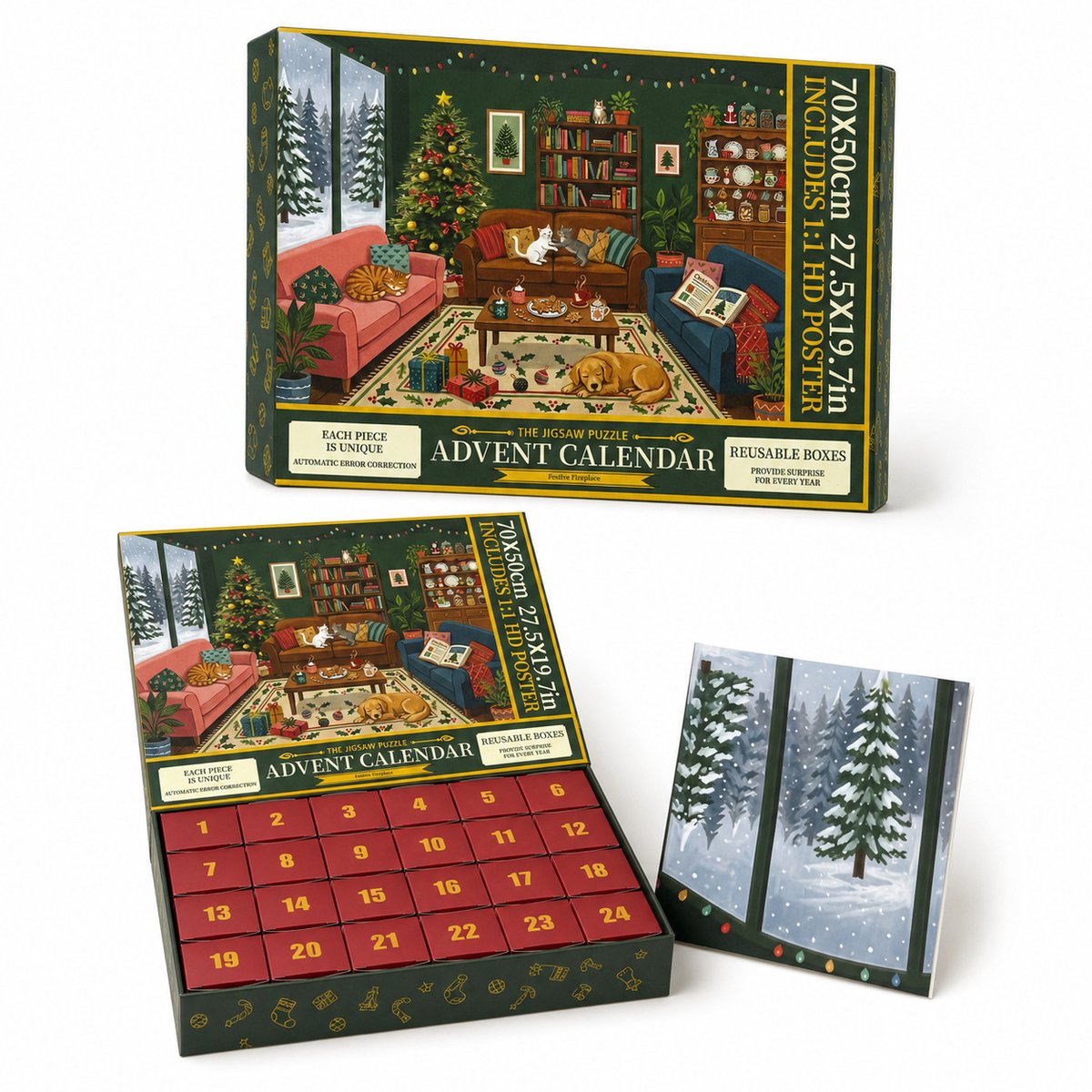 Casalora Kerst Adventskalender - Puzzel - 1000 Stukjes - 24 Dagen - R