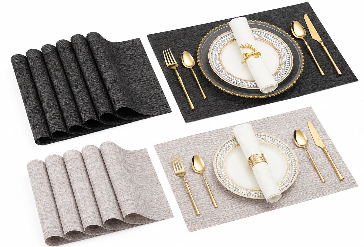 Kaiyaya - 4 stuks stijlvolle placemats - antislip en waterafstotend - vlekbestendig en hittebestendig - voor tafelbescherming en decoratie - 30 x 45 cm