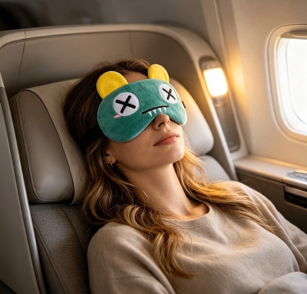 Cartoon Grote Ogen Schattig Geborduurd Verduisterend Oogmasker, Oogbeschermingsmasker voor Volwassen Mannen en Vrouwen