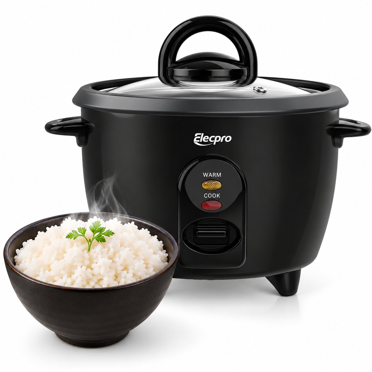 Currero Rice Cooker - Rijstkoker - Klein Model - Mini - Met Stoommandje - Automatisch - Warmhoudfunctie - Antiaanbak - 1.5l - Zwart