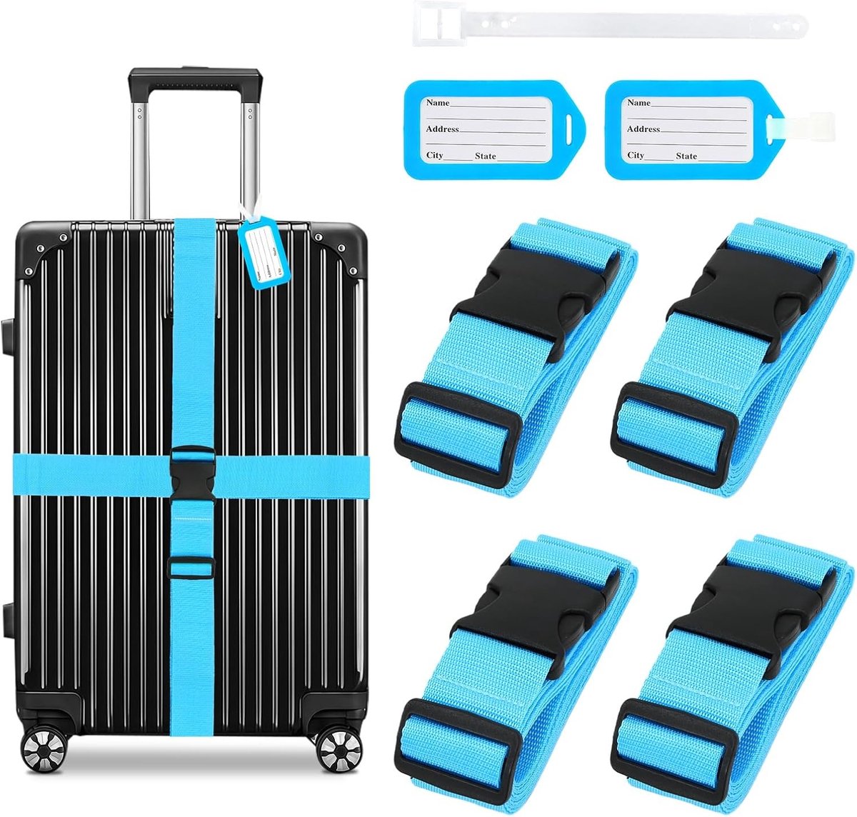 Verstelbare Bagagebanden voor Koffers en Reistassen - Veiligheid, Draagcomfort en Kleur (Blauw)