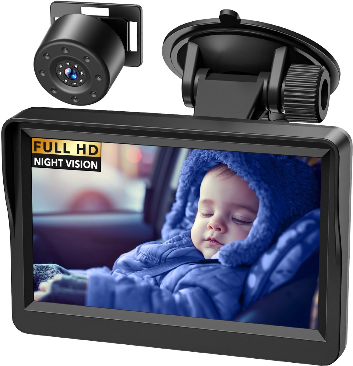 Babycamera Auto – 4,3 Inch HD Monitor – Nachtzicht – 178° Groothoek – Bedraad – Voor Achterbank