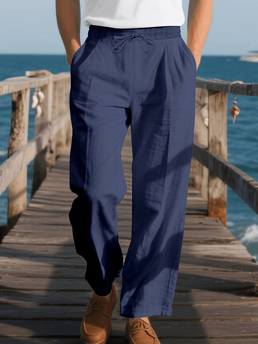 Currero Linnen Broek Heren - Zomerbroek - Volwassenen - Lange Broek - Pantalon - Strandbroek - Zomer - Ibiza Stijl - Legergroen M