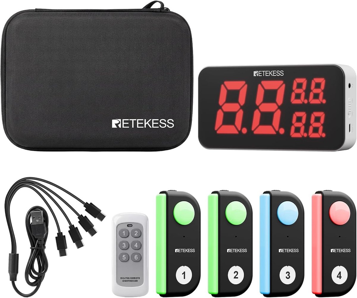 Draadloos Quiz Systeem met 4 Buzzers voor Interactieve Spellen en Groepsactiviteiten