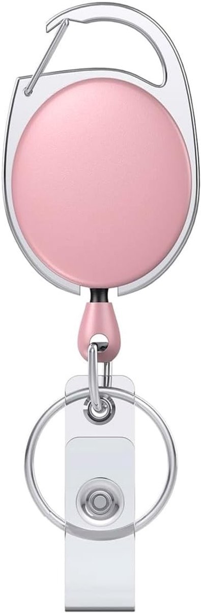 Intrekbare Badge Reel in Roze - 2 Stuks Elliptisch Design met Nylon Koord en Clip voor Outdoor Gebruik en Accessoires — afbeelding 5