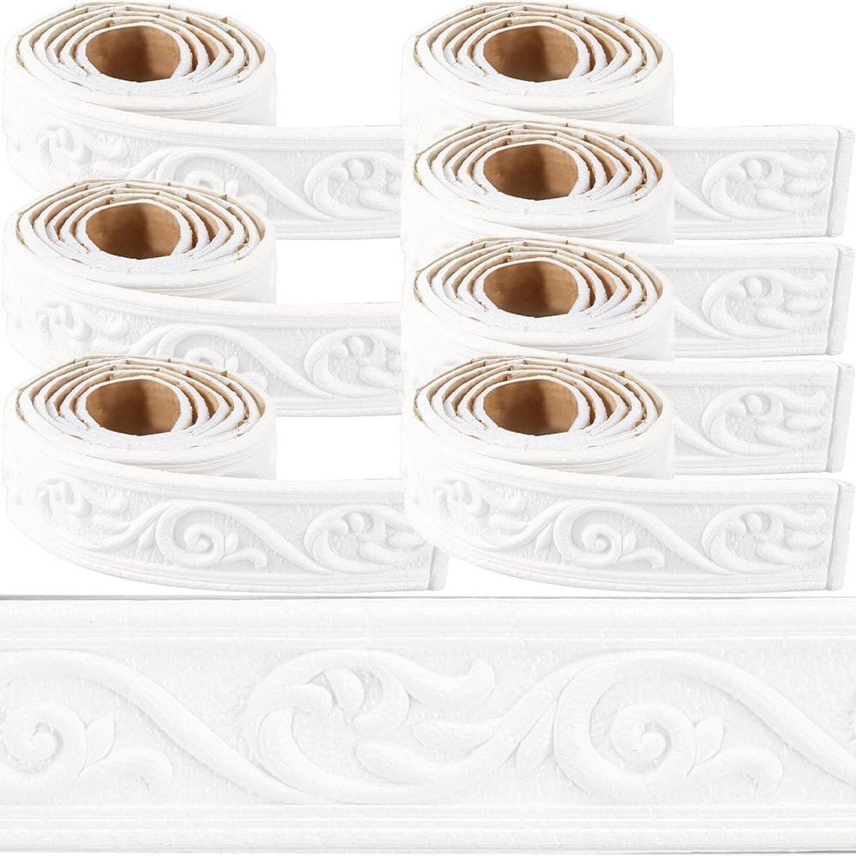 620 x 5 inch zelfklevende cornice in wit schuim, flexibele 3D wanddecoratie, vintage muurborder en plint