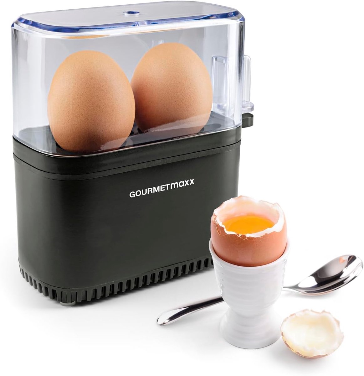Elektrische Eierkoker voor 2 Eieren - Energiezuinig met Maatbeker en Eierprikker, Compact Design BPA-Vrij