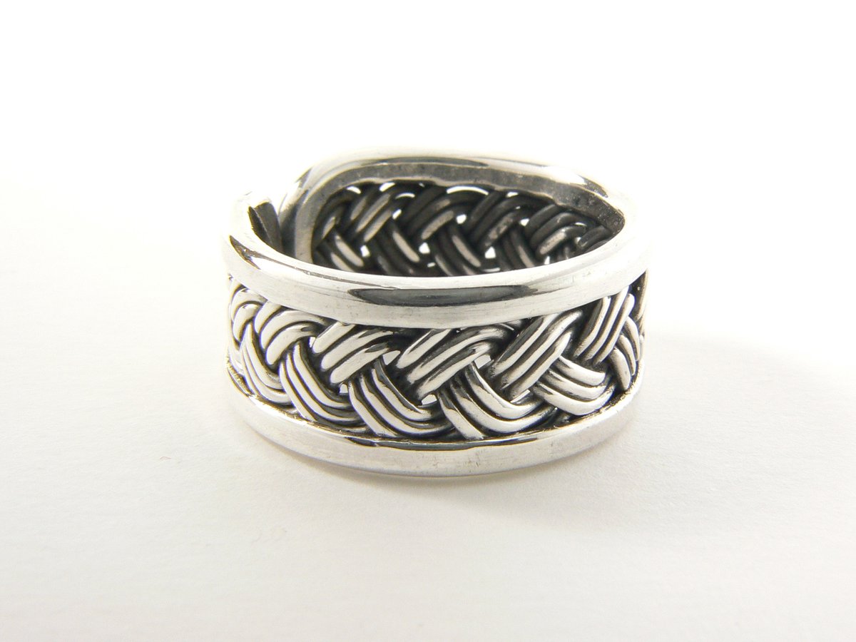 Gevlochten zilveren ring - maat 16