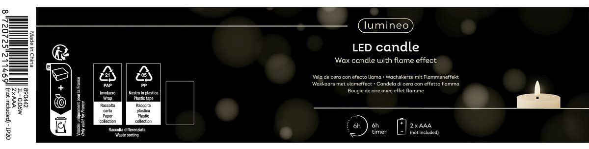 Lumineo LED indoor kaars echte was lichtgroen Ø 7 cm hoogte 11,2 cm