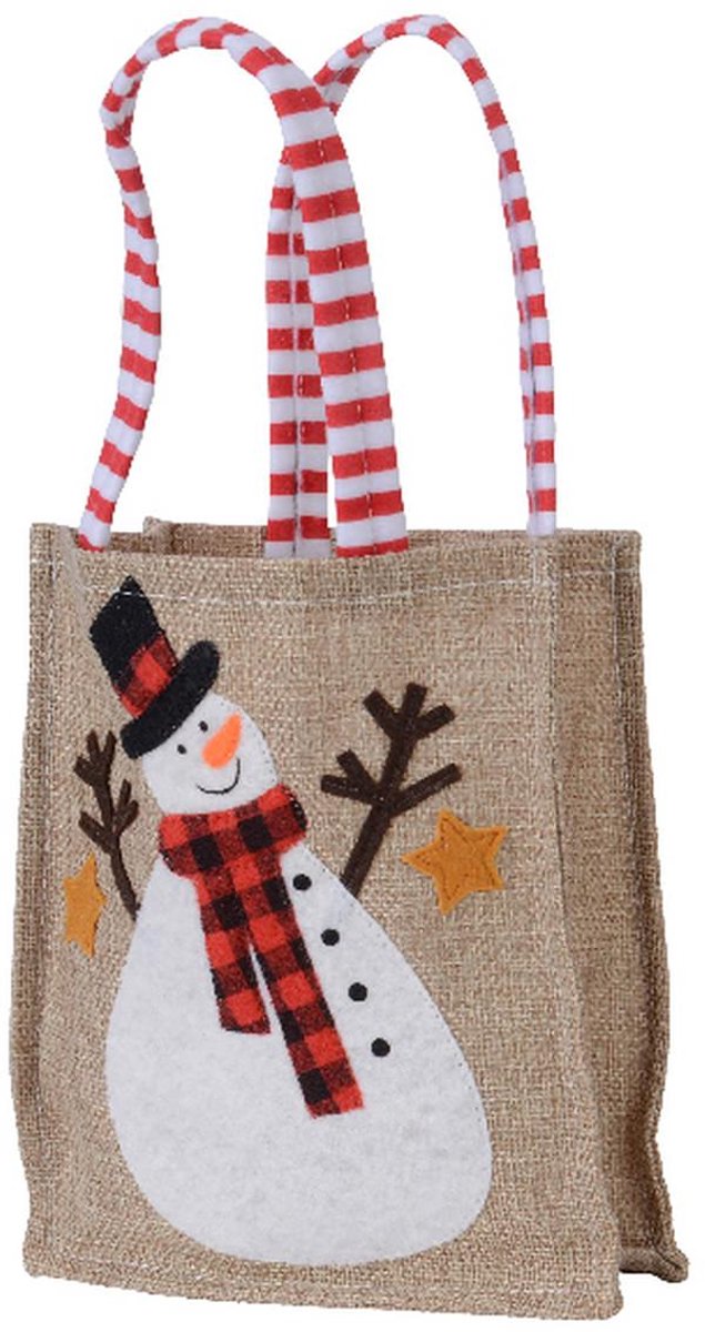Kaemingk Cadeautasje Sneeuwpop Rood & wit 19 x 16 cm - polyester