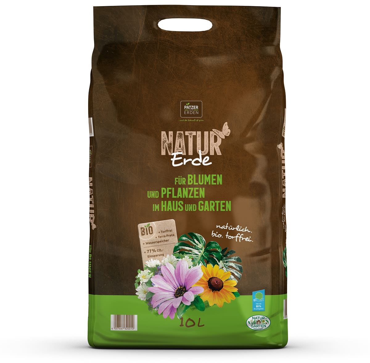 Patzer Natuur Aarde Bio voor Bloemen en Planten Turfvrij 10 Liter
