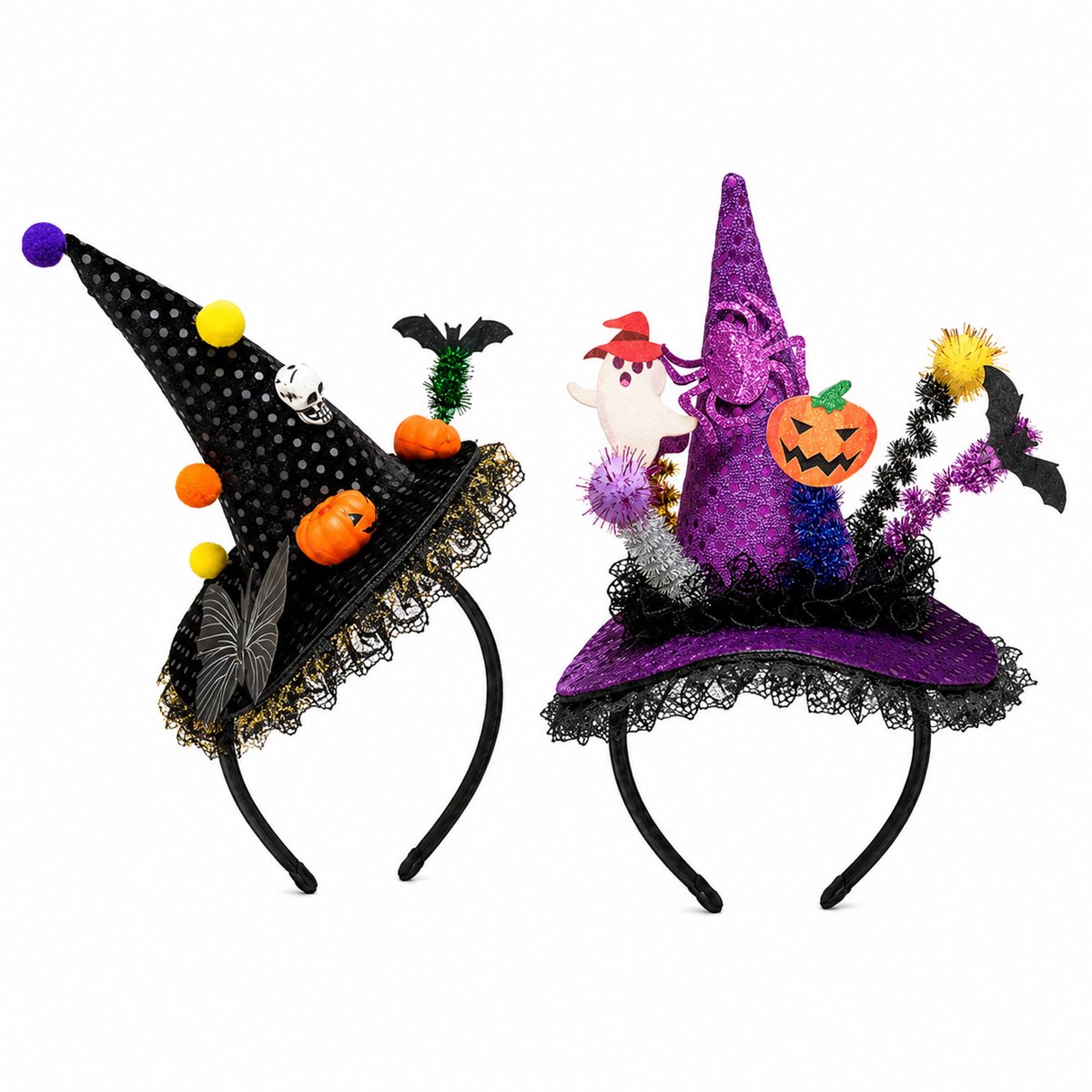 Halloween Heksenhoed Hoofdband voor Kinderen - Verkleedaccessoire voor Feestjes en Halloween - 2 stuks
