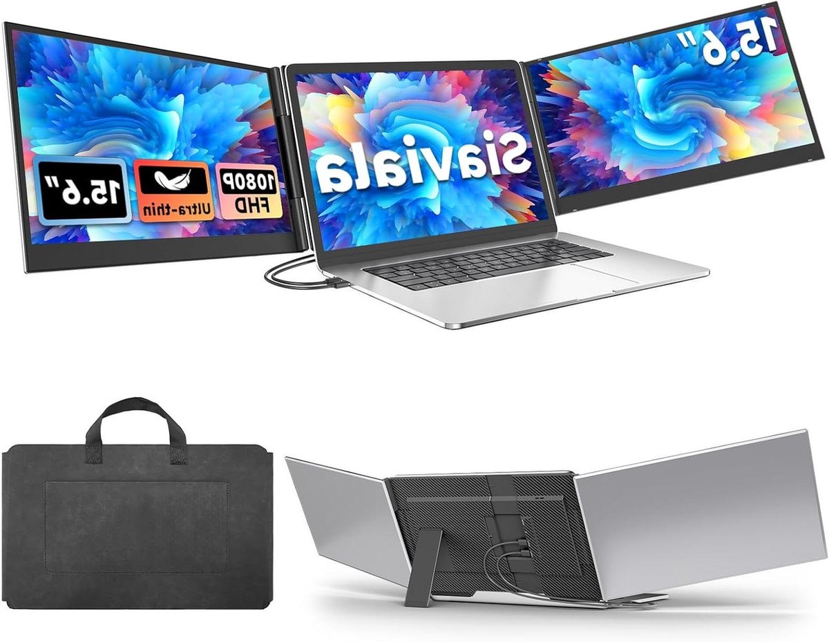 Drievoudige Schermverlenging - Laptop Extensie - Productiviteit Vergroten - Voor 156 inch Laptops - 365 x 2098 cm - Zwart