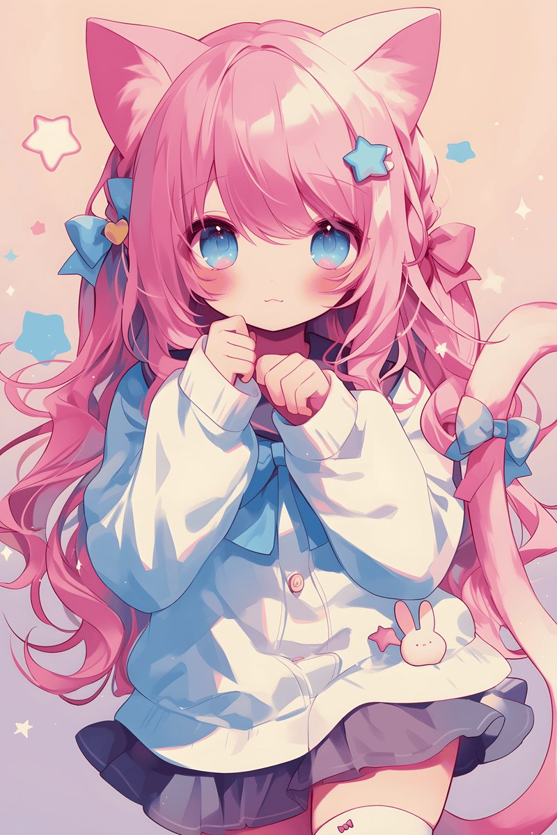 Schattig Konijnenmeisje Poster - Kinderkamer - Konijnenmeisje - Schattige Dieren - Konijnen - Kawaii - Anime - posters - formaat 30x40cm - Wanddecoratie - XS2354MT