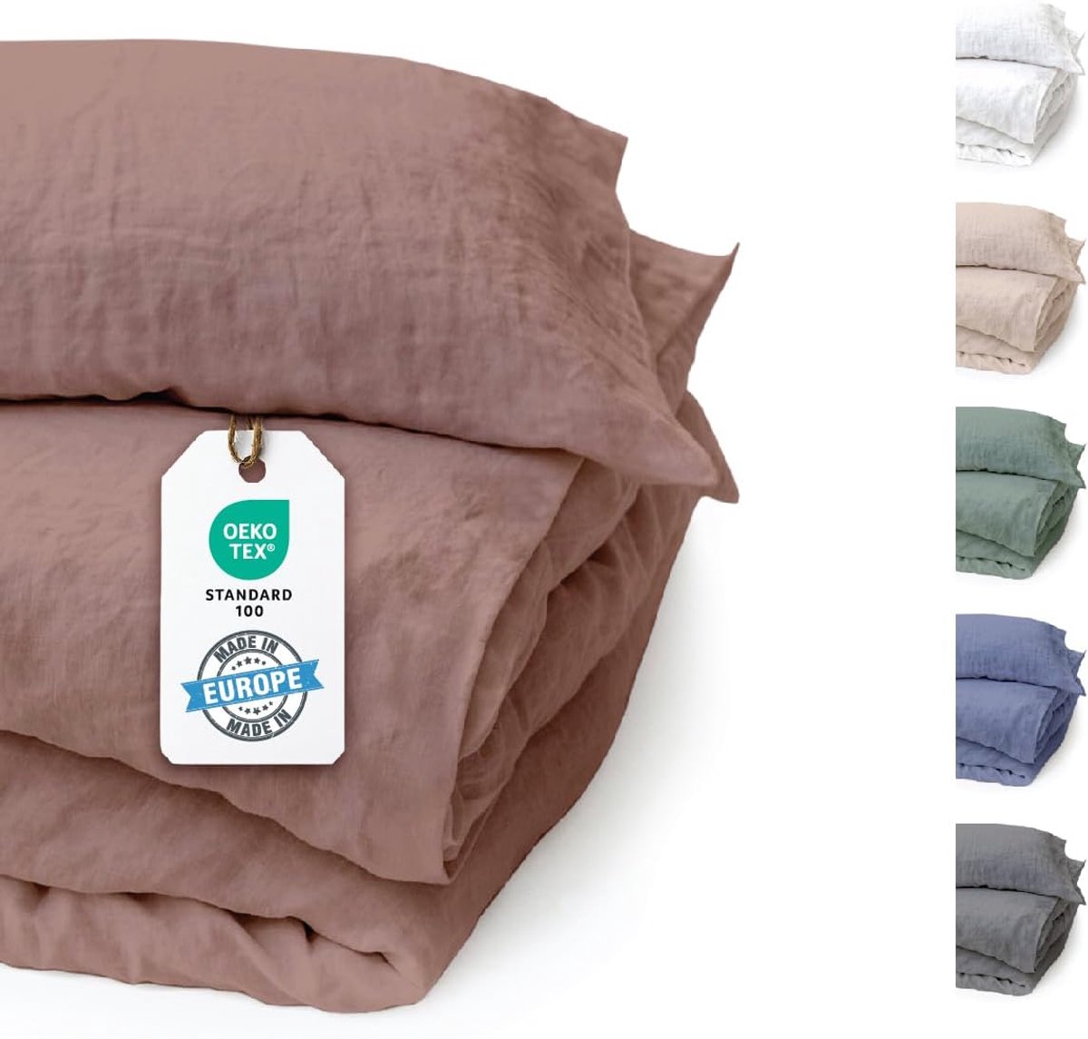 Dekbedovertrekset 135x200 cm met 80x80 cm - 2-delig 100% Linnen - Oeko-Tex