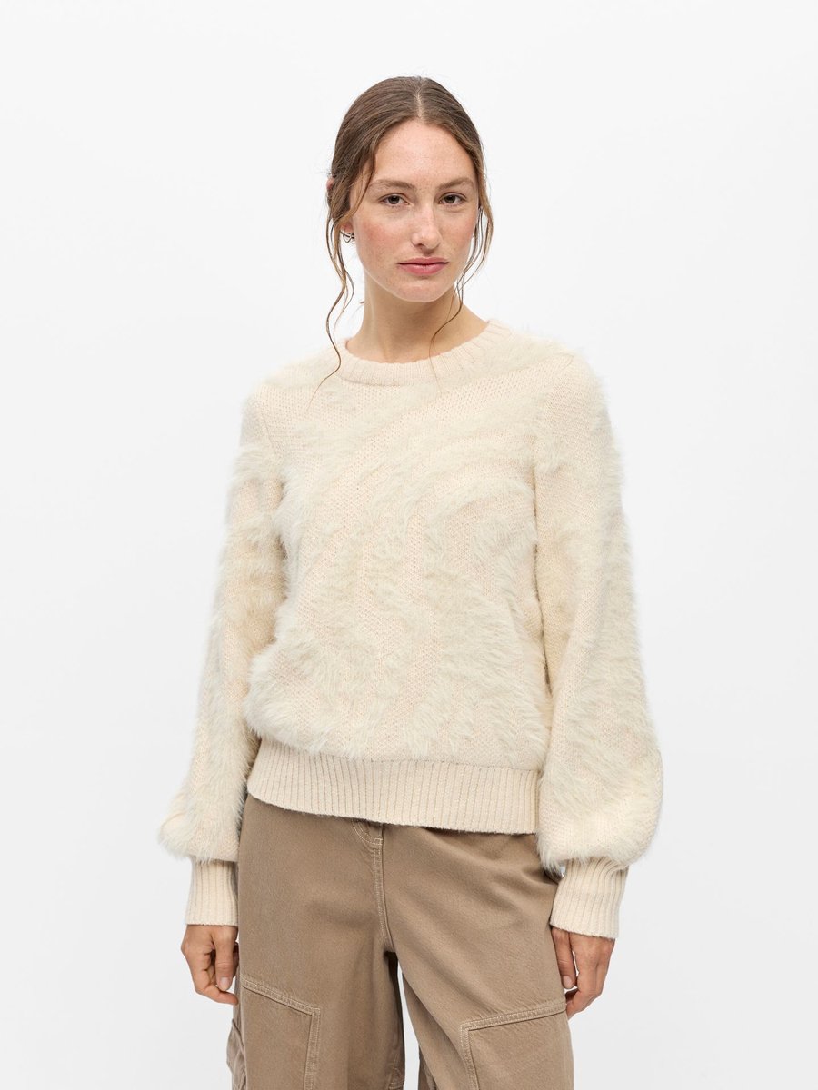 OBJHOLLOW L/S RE KNIT PULLOVER NOOS