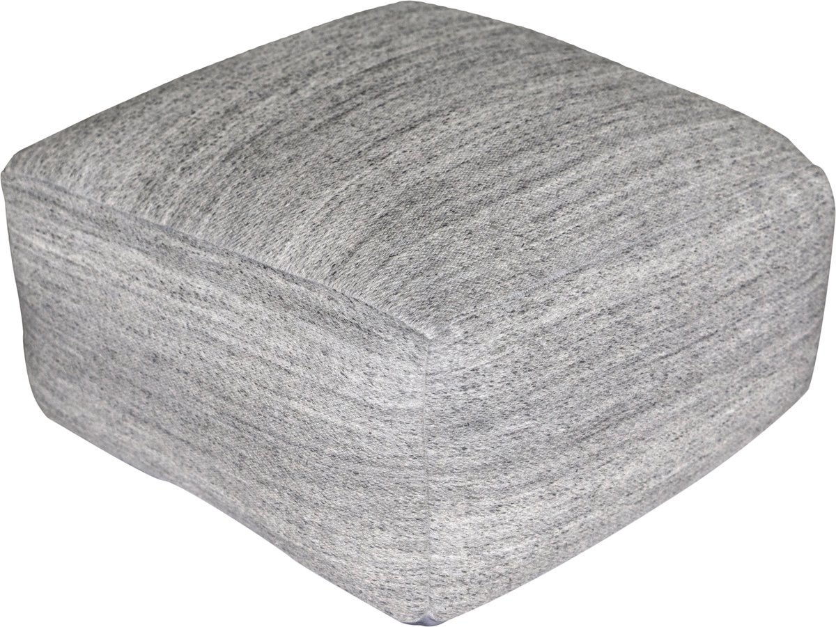 Padiro vierkante poef 45 x 45 x 46 cm - grijs en meerkleurig - jacquardbekleding - gemêleerd patroon en korrelvulling