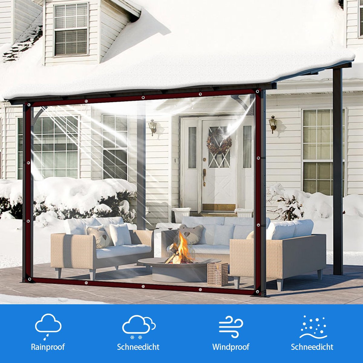 Dekzeil, waterdicht, transparant, met ogen, 2,5 x 3 m, doorzichtig, voor buiten, waterdicht, transparant, voor terras - ShopVlot