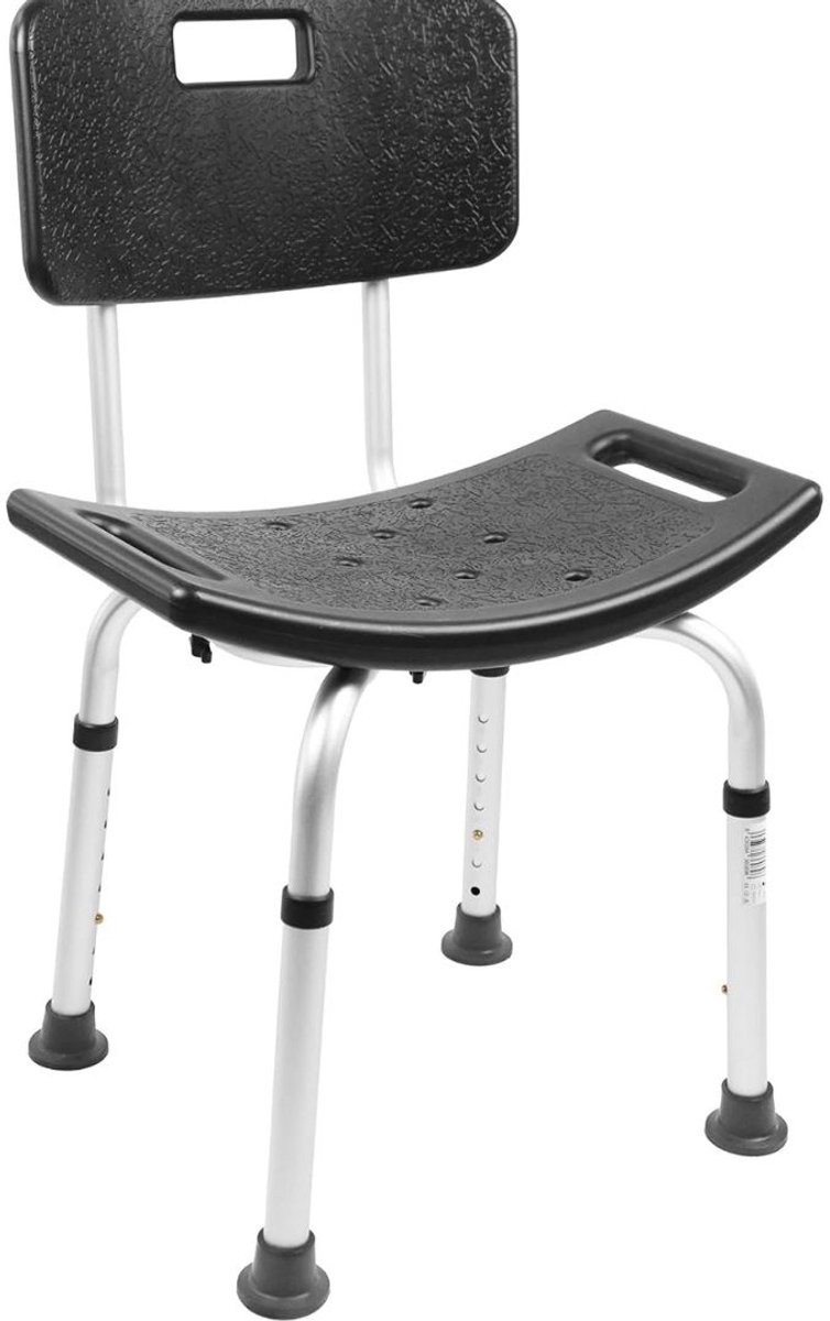 LNM® Douchestoel - Douchestoel met Afneembare Rugleuning en Armleuning - Verstelbare Douchestoel - Zwart - 59cm x 36cm x 16cm