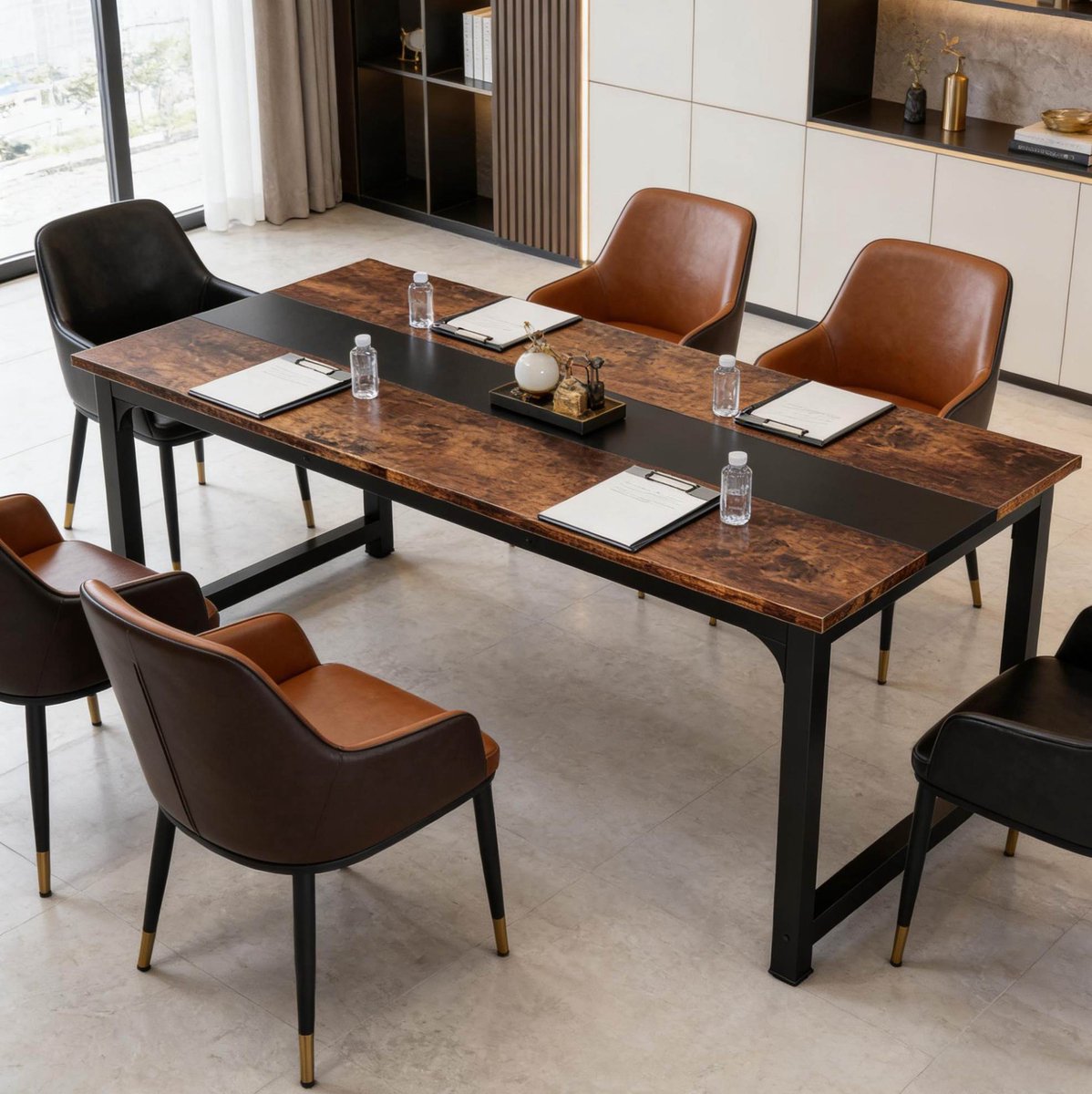 MODFU - Bureau - Rechthoekig - Zwart - Rustiek Bruin - 160 X 80 Cm