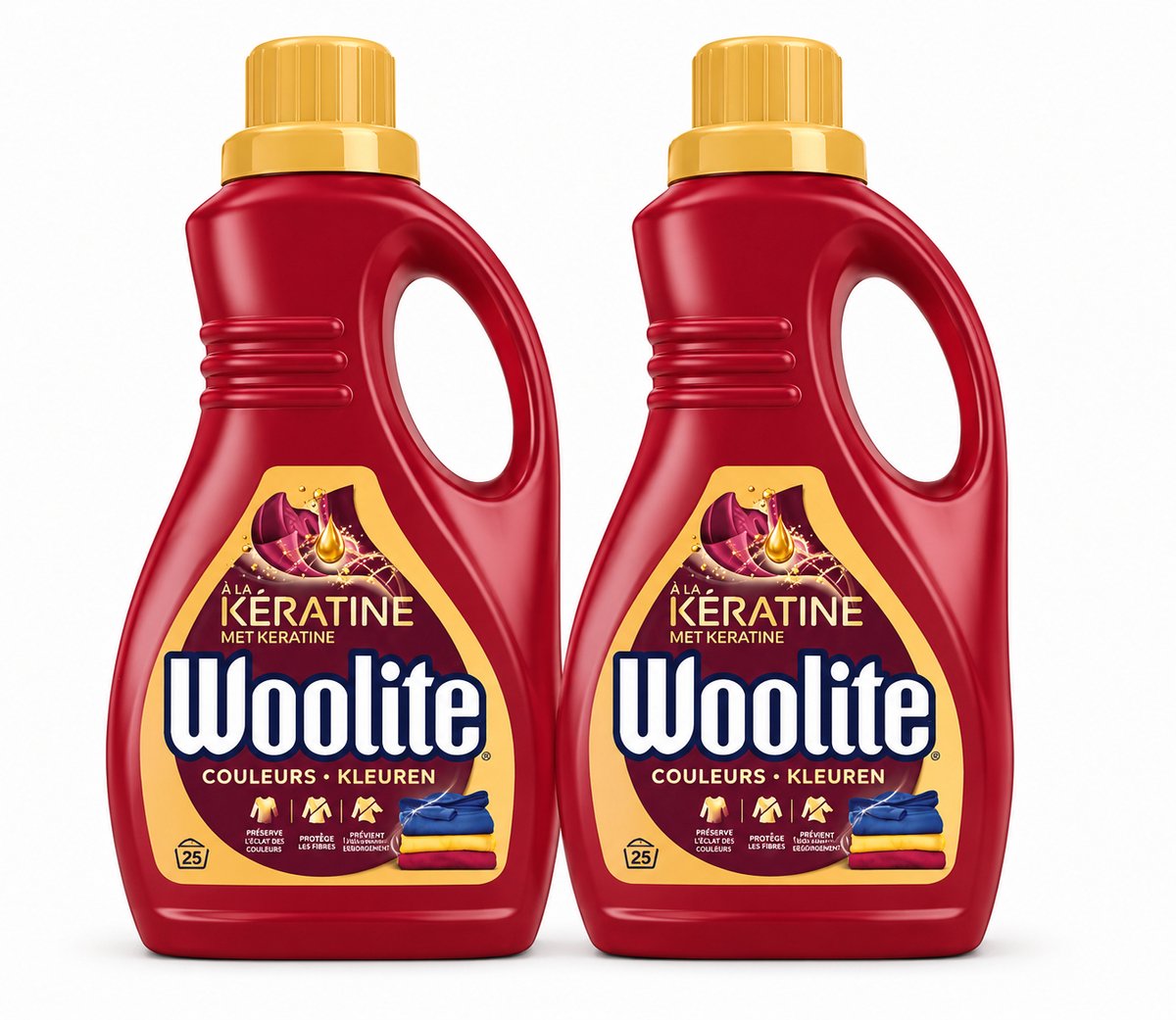Woolite Color - Vloeibaar Wasmiddel - Met Keratine - Gekleurde Was - 25 Wasbeurten - 1,5L - Voordeelverpakking - 2 stuks