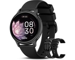 Maoo Ventura 2 - GPS Smartwatch Dames - AMOLED - Siliconen, Leren en Sportbandje - Stappenteller - Hartslagmeter - Slaapmonitor - Belfunctie - AOD - Multisport - Geschikt voor Android en iOS - Zwart