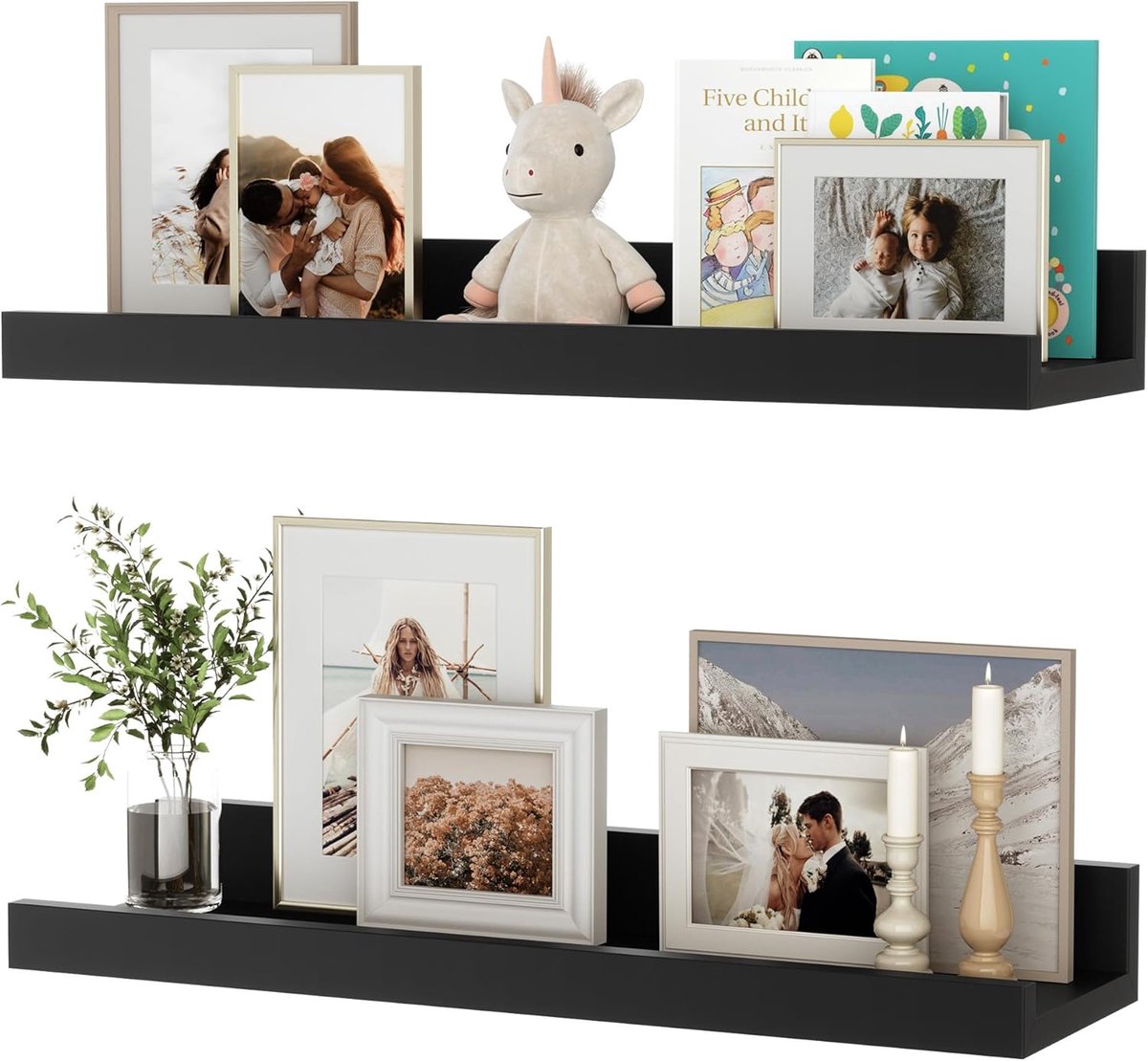 Feihorrm Wandplank, set van 2, 40 cm zwevende plank van MDF-hout, plank voor fotolijsten en decoraties, industrieel - ShopVlot