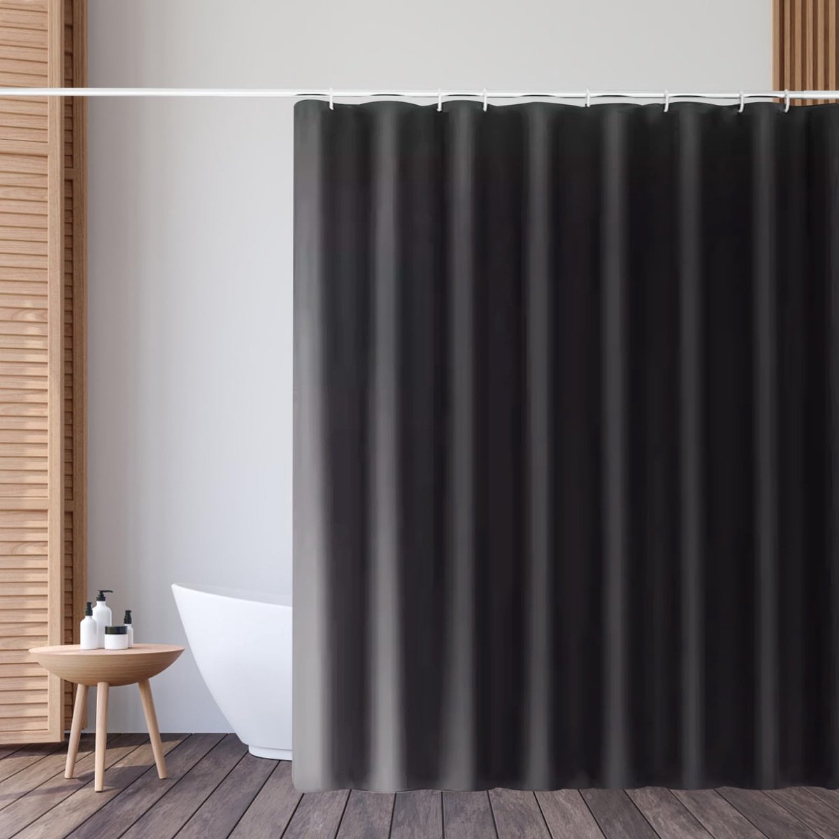 Douchegordijn 90 x 180 cm - water- en schimmelbestendig polyester - verzwaarde zoom met haken - ideaal voor badkamer - ShopVlot