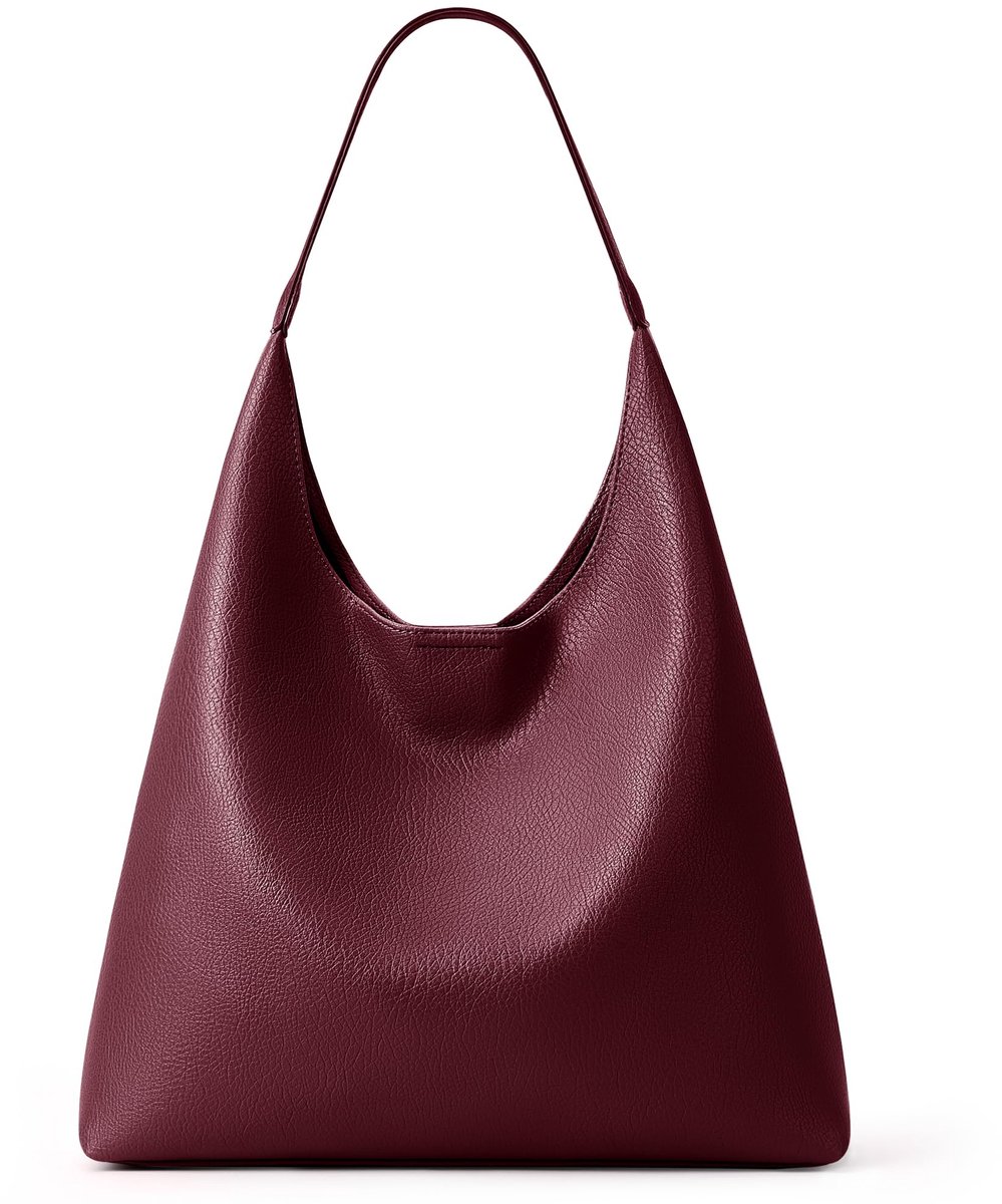 KALIDI Slouchy 34cm Hobo Bag Dagelijkse Tote Bag Weekender Vrouwen Casual Zak, Bourgondy, Medium - ShopVlot