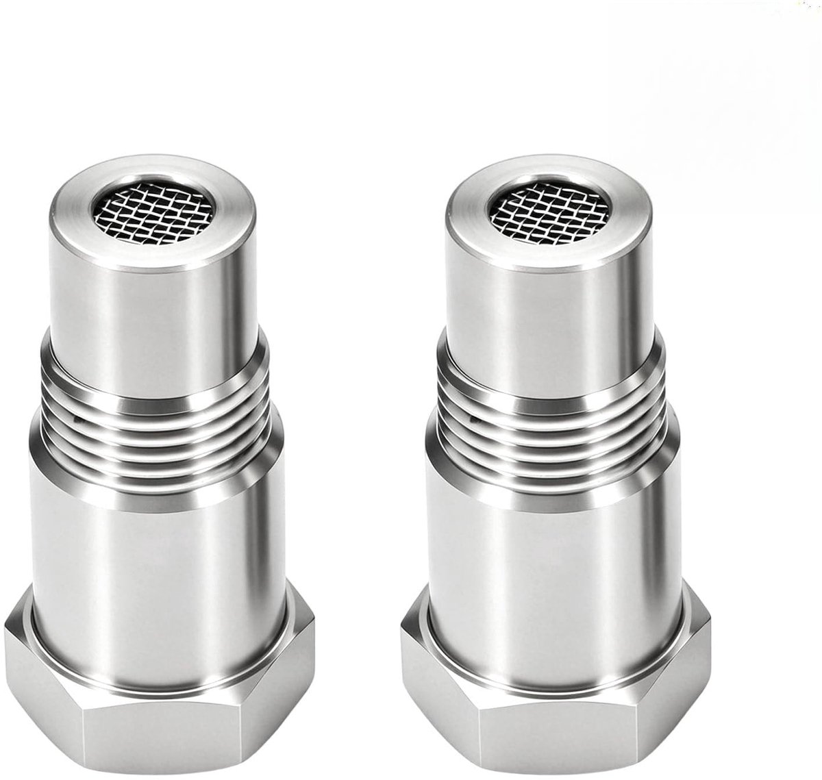 2 PCS Lambdasonde Adapter M18x1,5 mm Met Filter, 45 mm Verlengstuk Voor Lambdasonde Na Katalysator, RVS, Universeel - ShopVlot