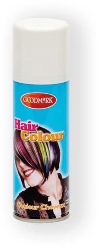 Goodmark haarkleuring spray met opdruk van een vrouw met veelkleurig geverfd haar.