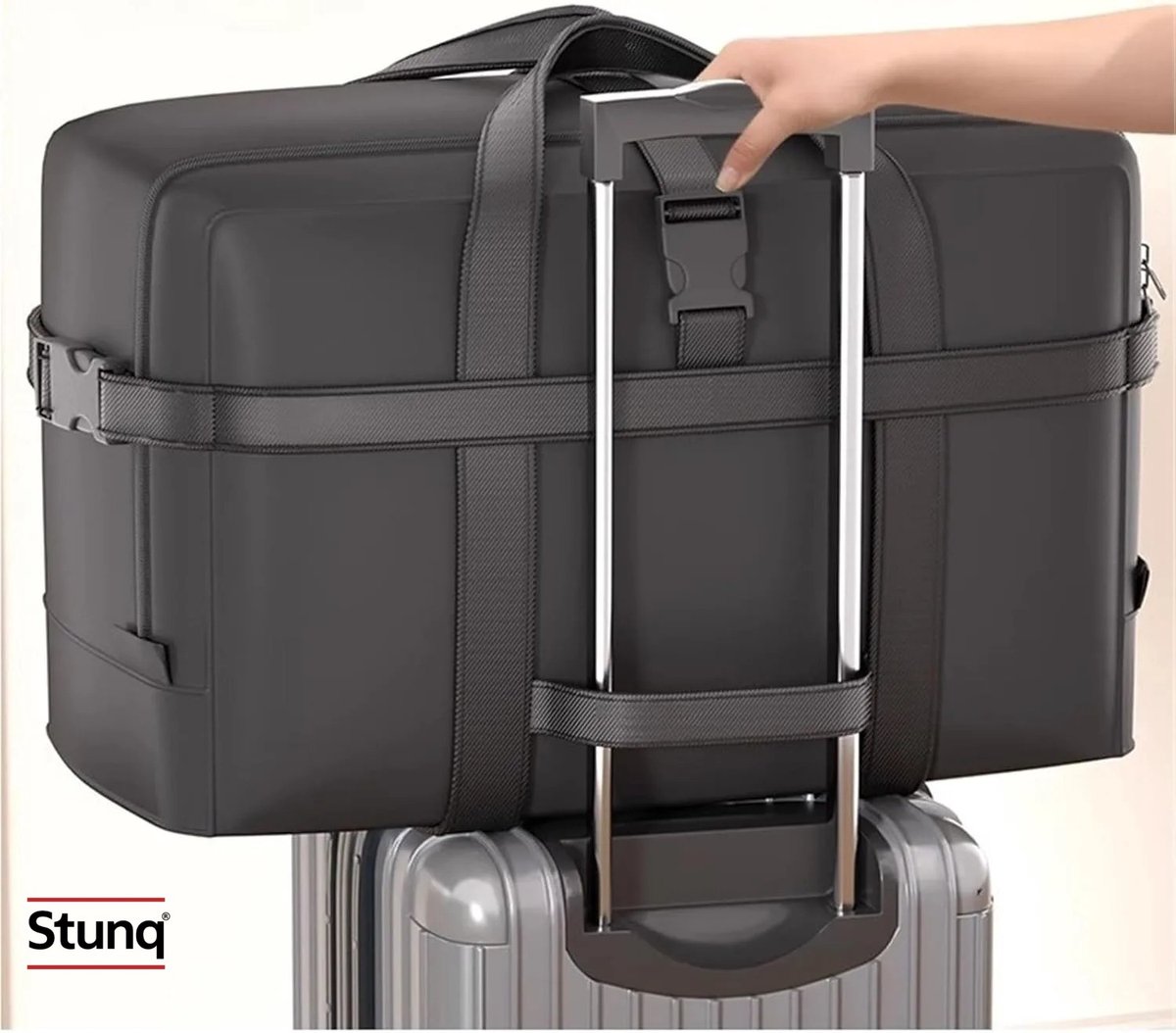 Stunq® Opvouwbare Waterdichte Reistas - Zwarte Handbagage met Diamantstructuur
