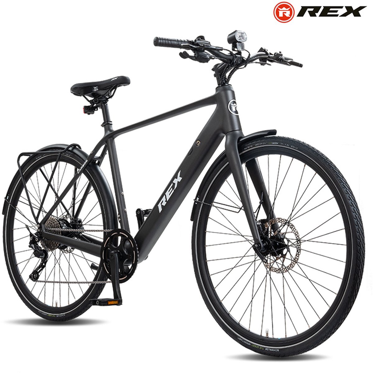 Rex Carbon City Elektrische Fiets 28 inch, Lichtgewicht Fiets met Carbon Frame, 16,5 kg, 52 cm Wave Frame, Elektrische Stadsfiets, 250W Achtermotor, 40 Nm, Shimano 10 Versnellingen, voor Dames en Heren