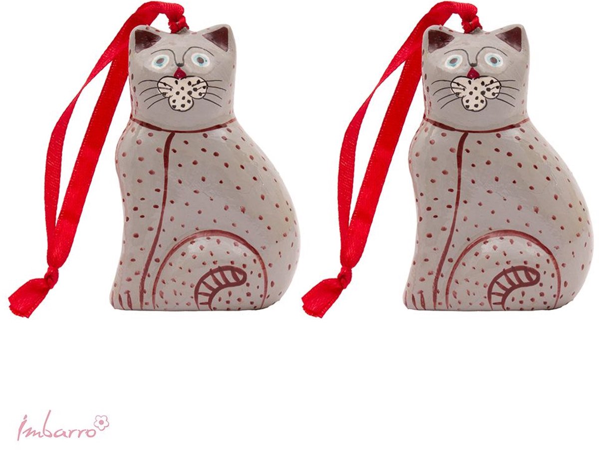 Imbarro Home & Fashion - Kat Cutie Grey, set of 2 - Grijs, Multi - 9 cm