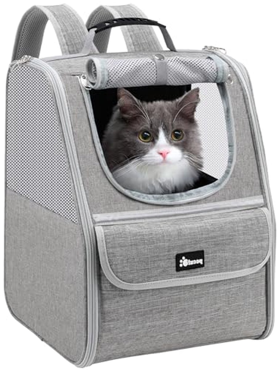 Dieren Rugzak - Reismand - Buitenactiviteiten - Ventilatie en comfort - 30x29x36 cm - Lichtgrijs